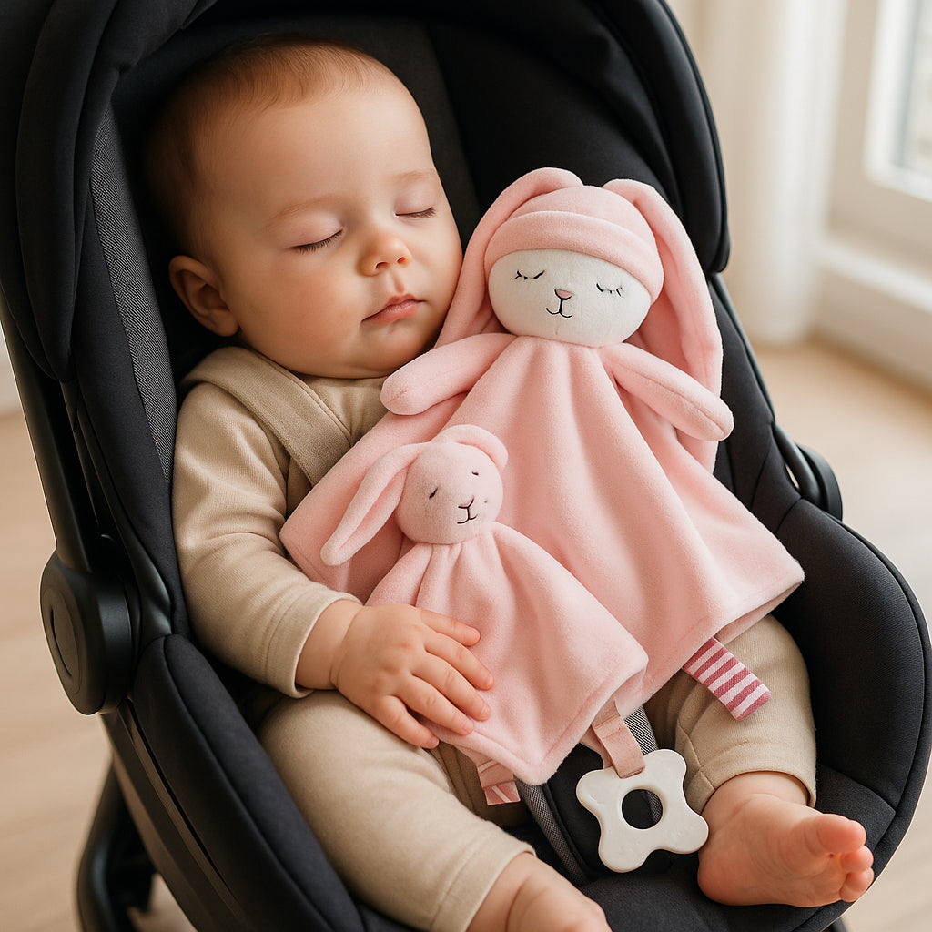 Doudou Sensoriel - Lapin Réconfortant Rose