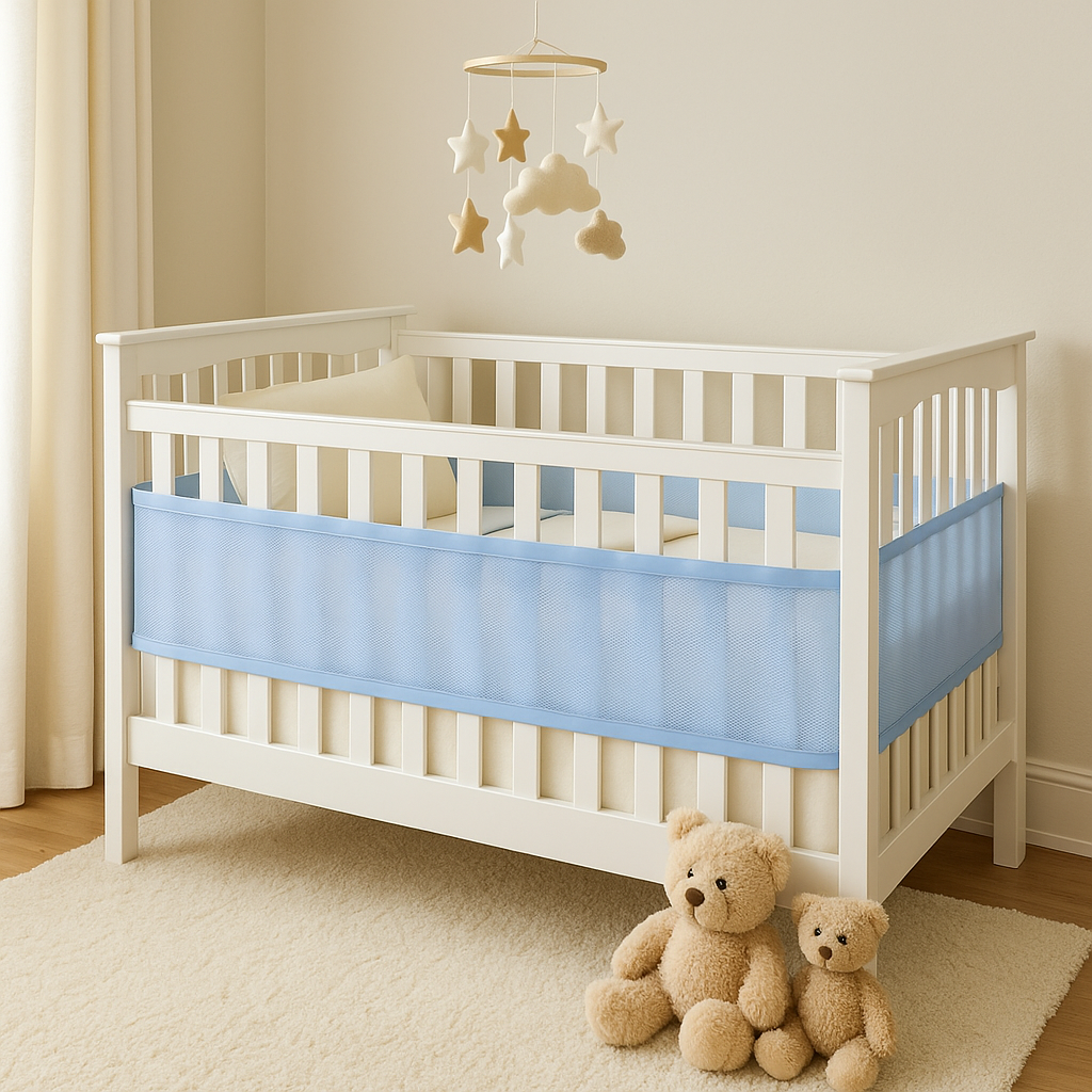 Tour De Lit Bébé Respirant - Bleu Minimaliste