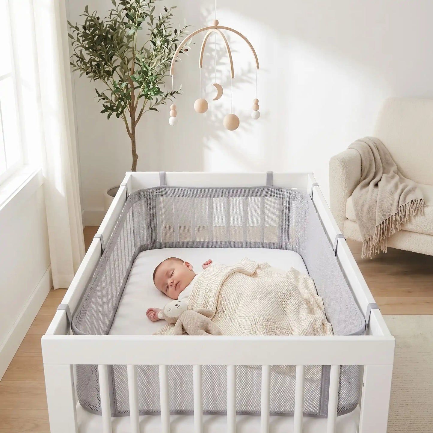 tour-de-lit-bébé-respirant-sommeil-protection-pare-chocs