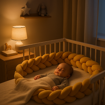 resse-de-lit-jaune-bebe-sommeil-nuit-securite