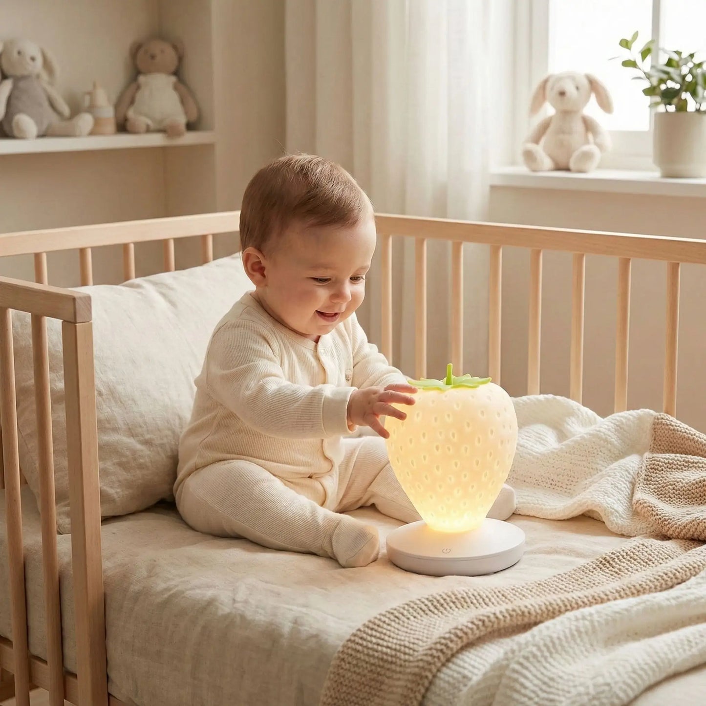 Veilleuse Chambre Bébé - Fraise Adorable Blanche