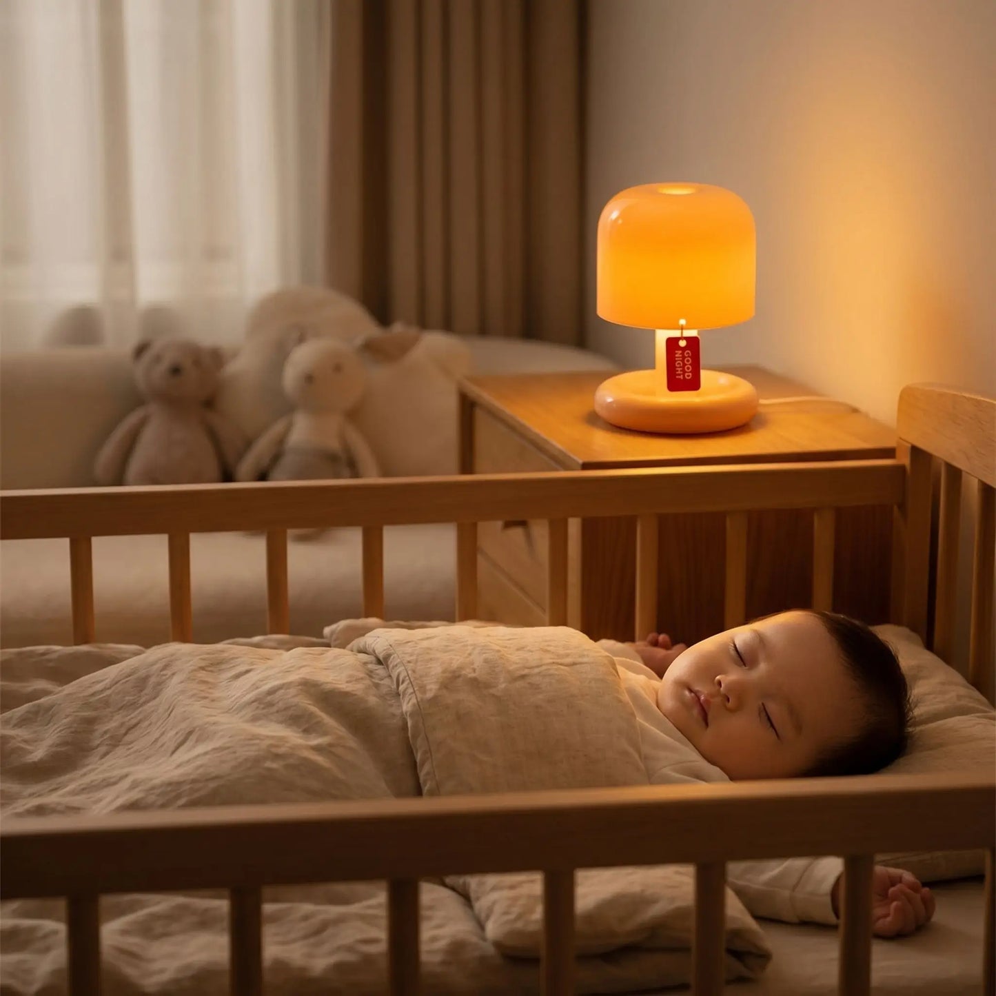 veilleuse-chambre-bébé-sommeil-paisible-champignon-minimaliste