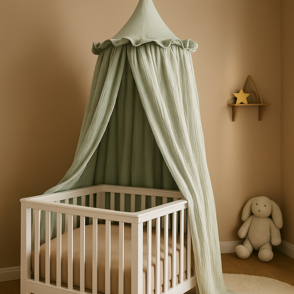 ciel-de-lit-bébé-vert-pastel-chambre-enfant