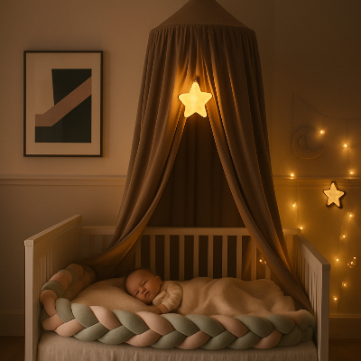 ciel-de-lit-bébé-sommeil-paisible-sécurité-adorable