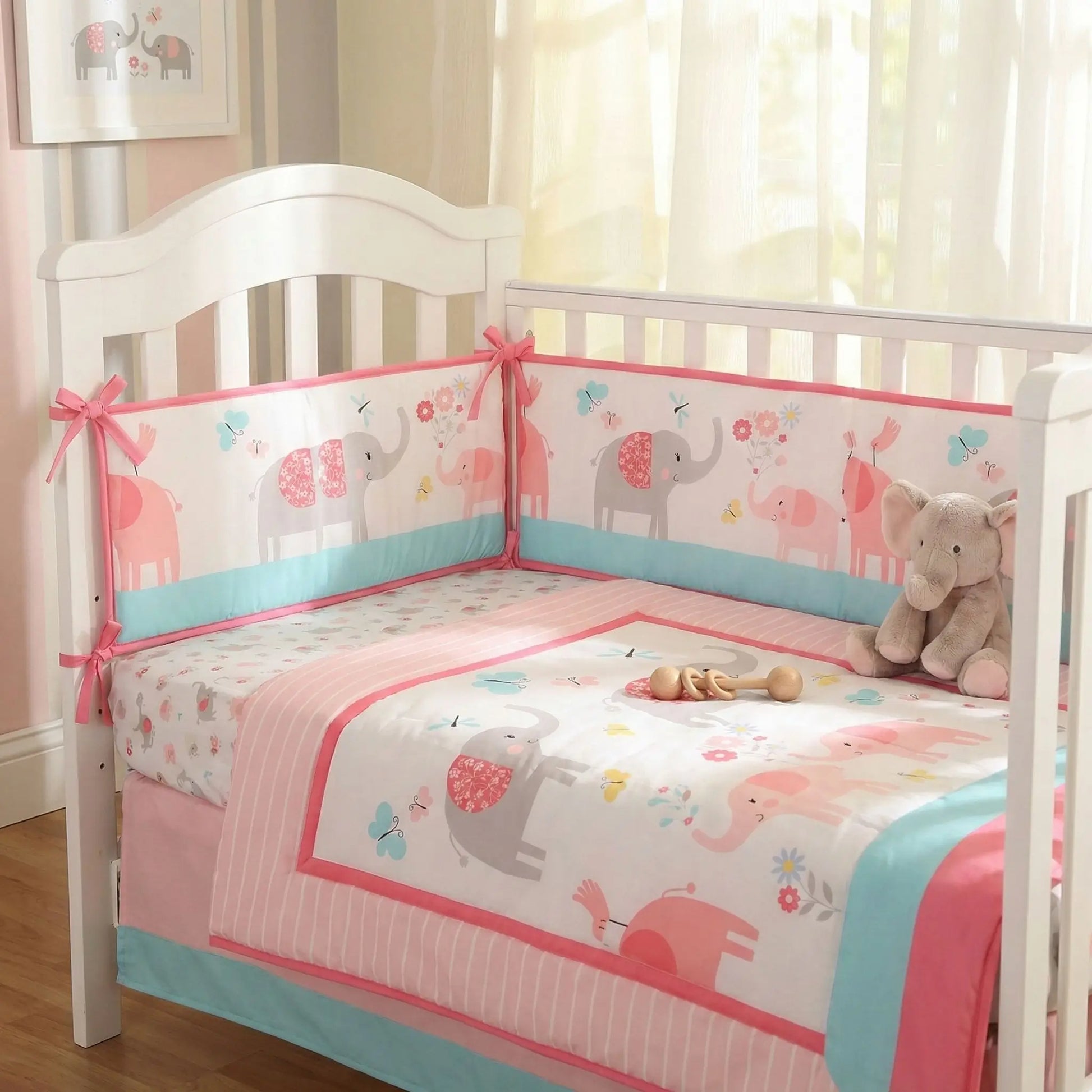 contour-de-lit-éléphants-rose-fille