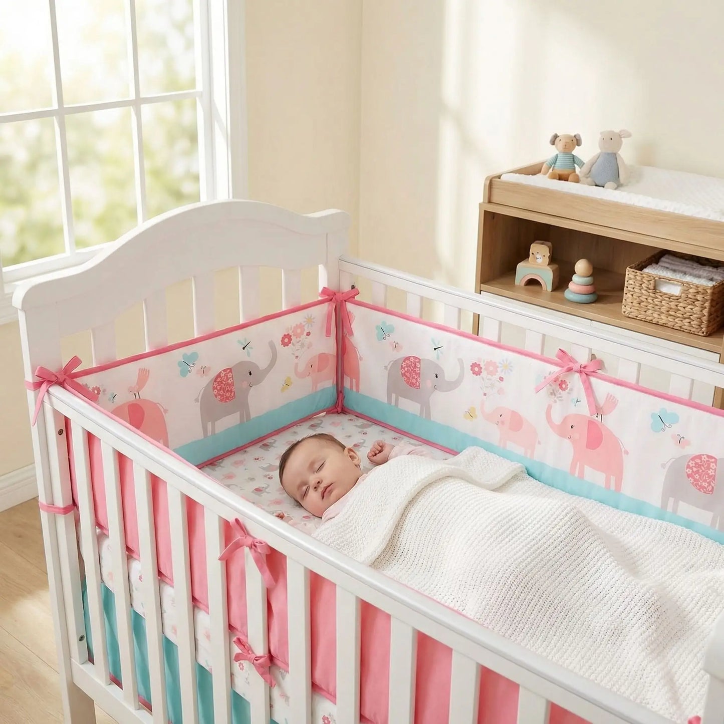 contour-de-lit-rose-bébé-enfant-sommeil