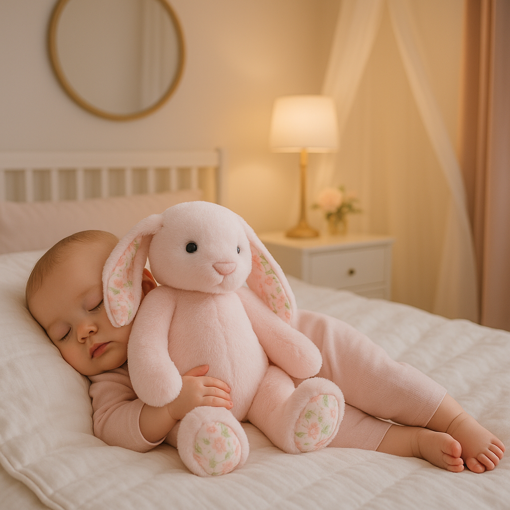 doudou-lapin-rose-bébé-sommeil-paisible