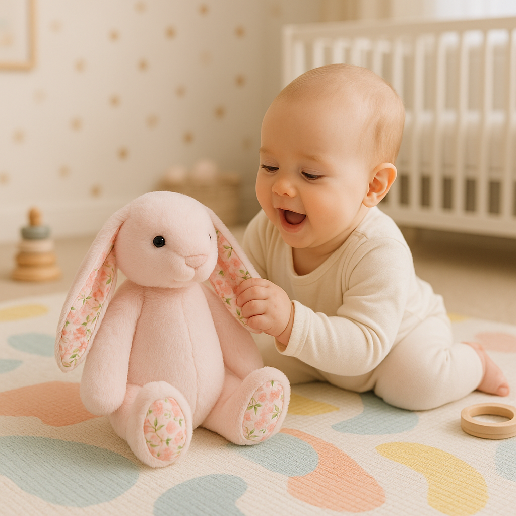 doudou-lapin-rose-éveil-sensoriel-jouet