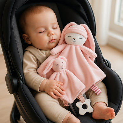 Doudou Sensoriel - Lapin Réconfortant Rose