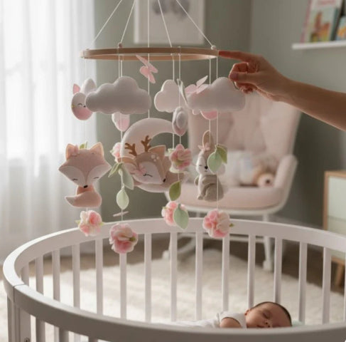 mobile-pour-bébé-modèle-bambis-rose-chambre-enfant-sommeil