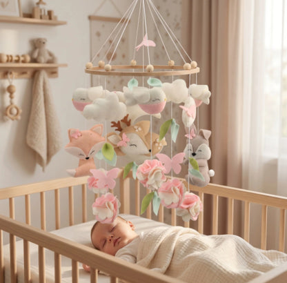 mobile-pour-bébé-sommeil-profond-dans-lit-à-barreaux