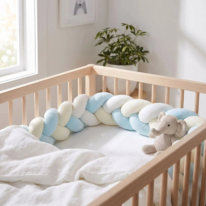 natte de lit 3 brins blanc jaune bleu lit barreaux