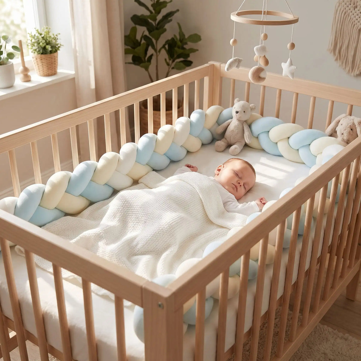 natte de lit bébé sommeil protection lit barreaux couleurs pastels