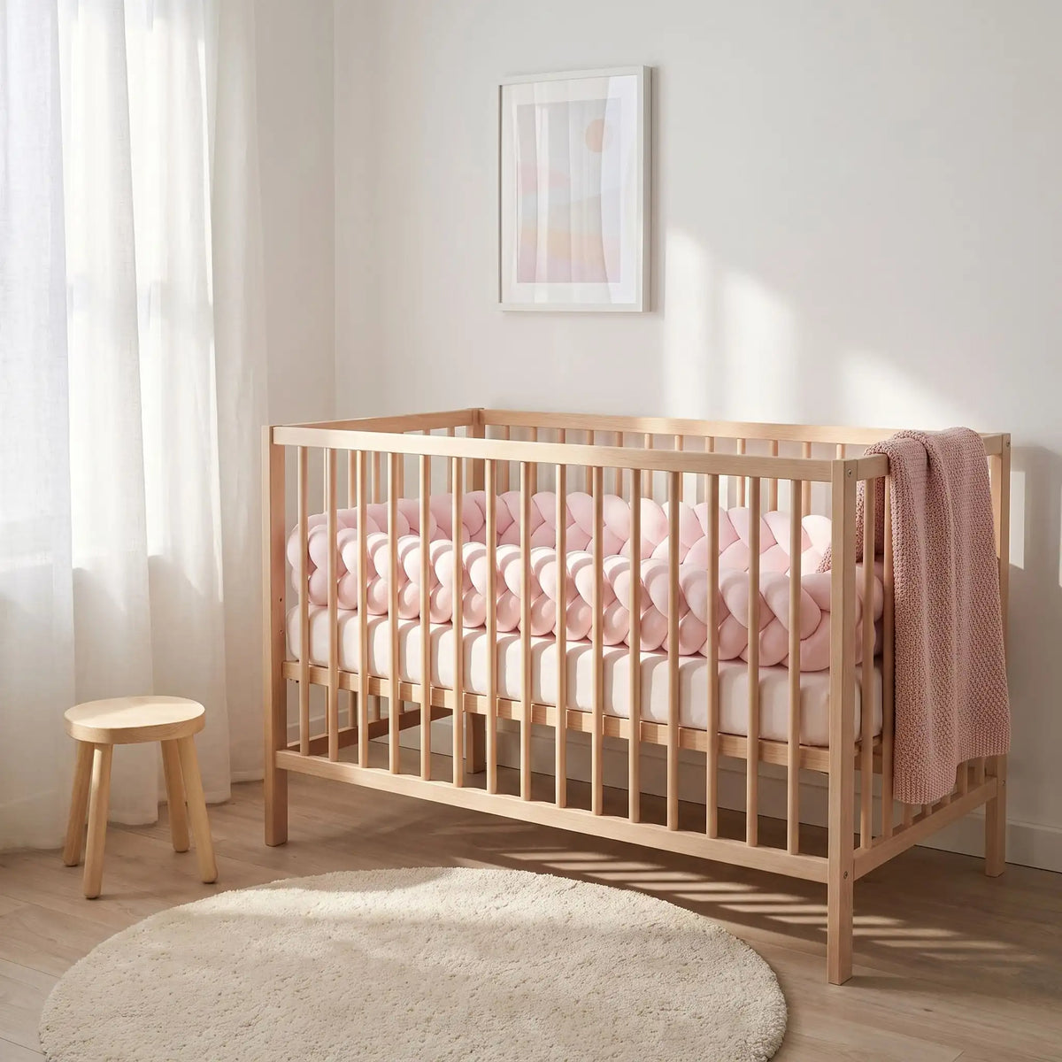 natte de lit chambre fille rose lit barreaux