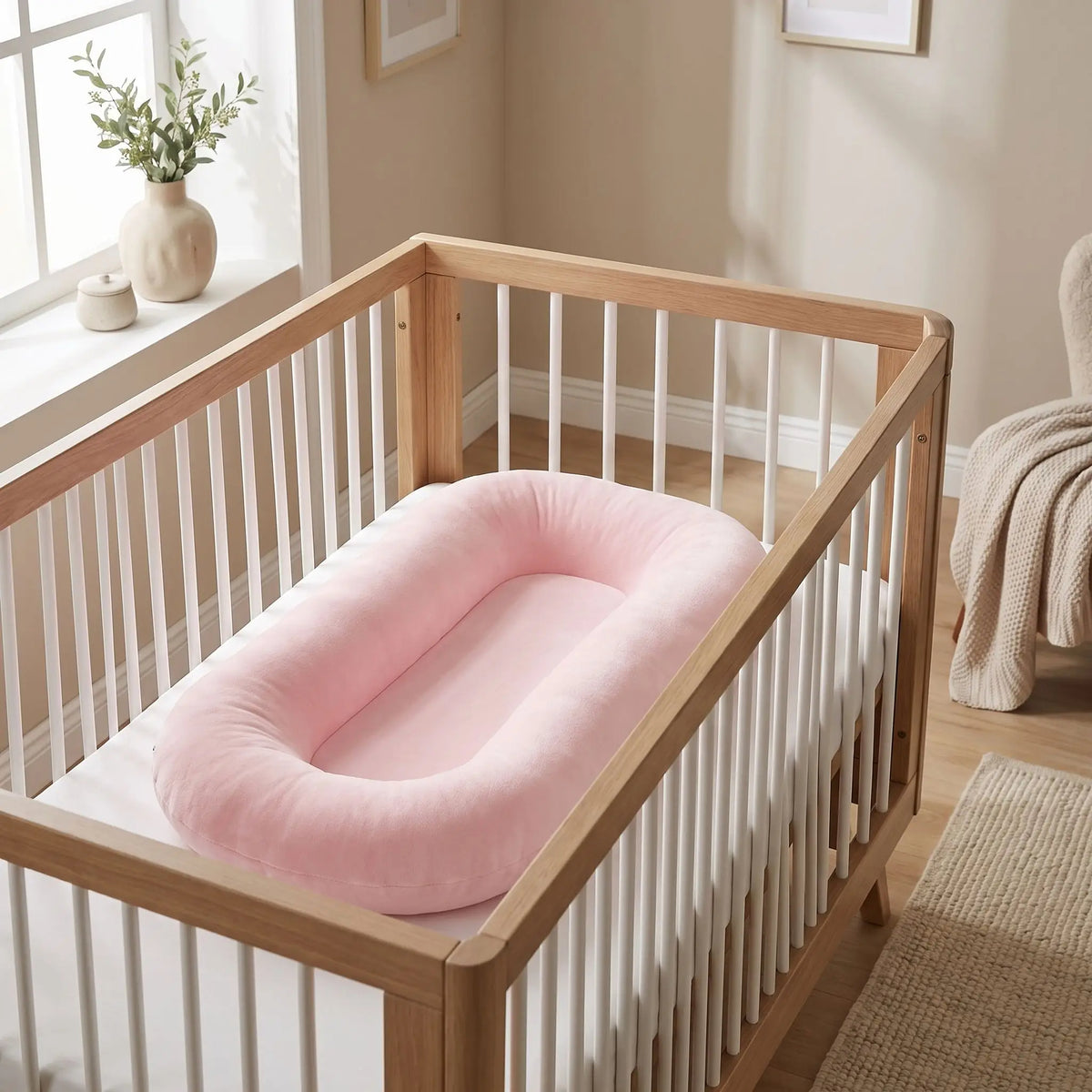 nid d'ange bébé rose lit à barreaux chambre protection