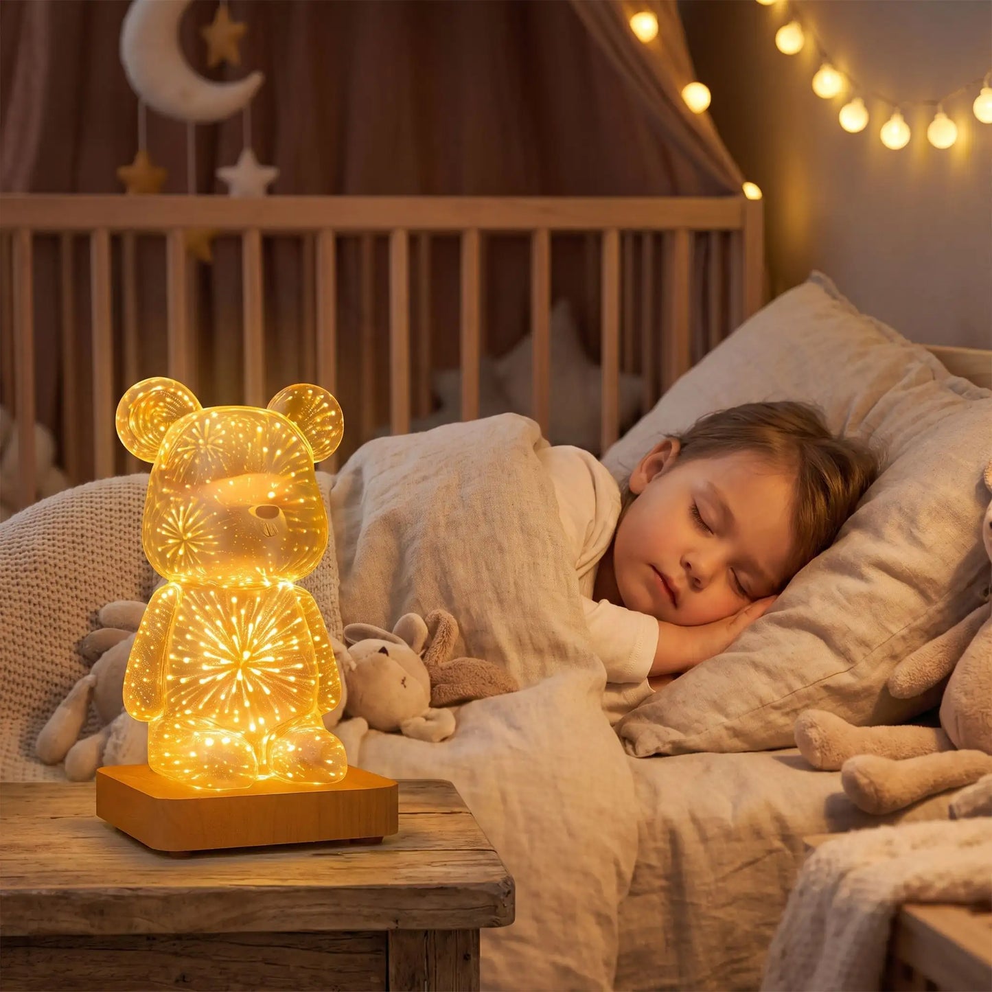 ours-veilleuse-enfant-dort-lit-lampe-sur-table-de-chevet