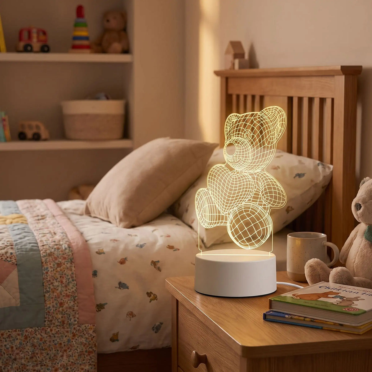 ourson veilleuse lumière douce table chevet chambre enfant