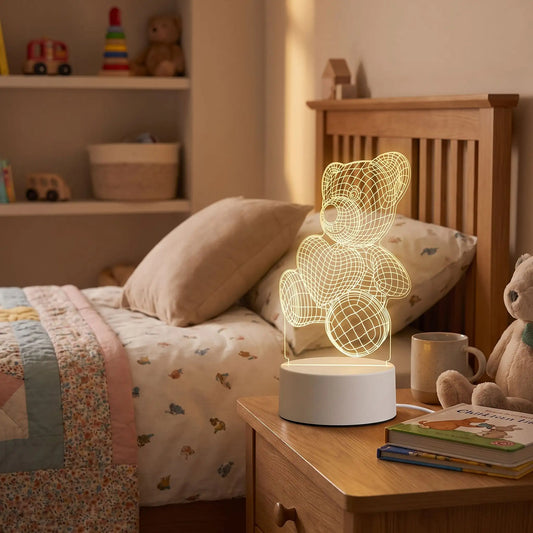 ourson veilleuse lumière douce table chevet chambre enfant
