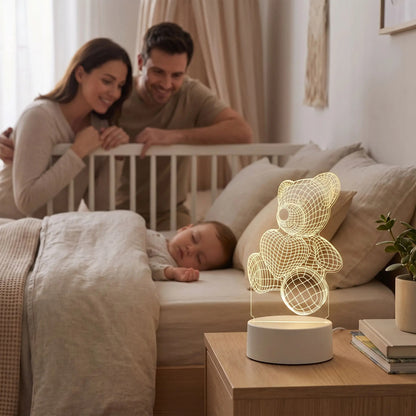 ourson veilleuse maman papa regarde enfant dormir paisiblement nuit