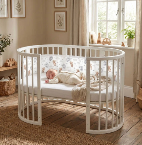 tour-de-lit-ourson-bébé-dort-berceau-paisiblement