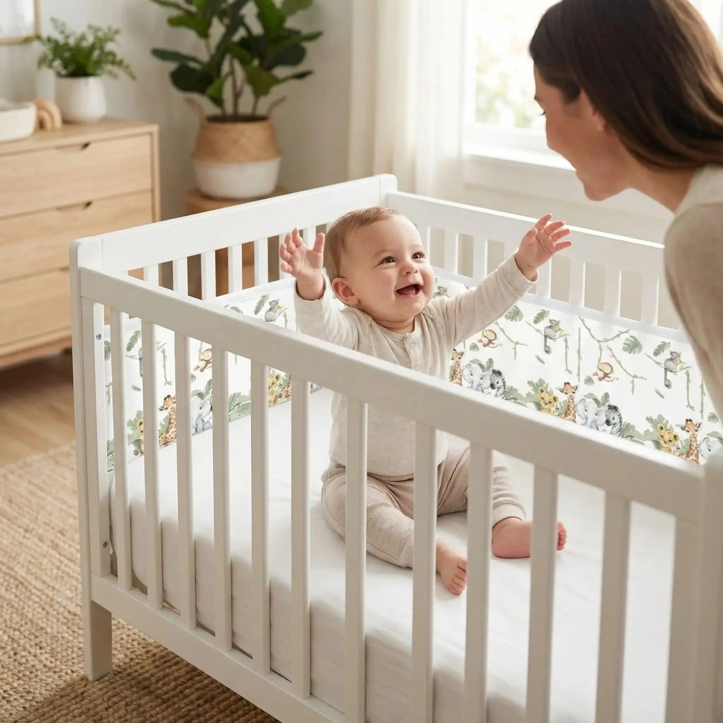 tour-de-lit-pare-choc-bébé-heureux-lit-barreaux