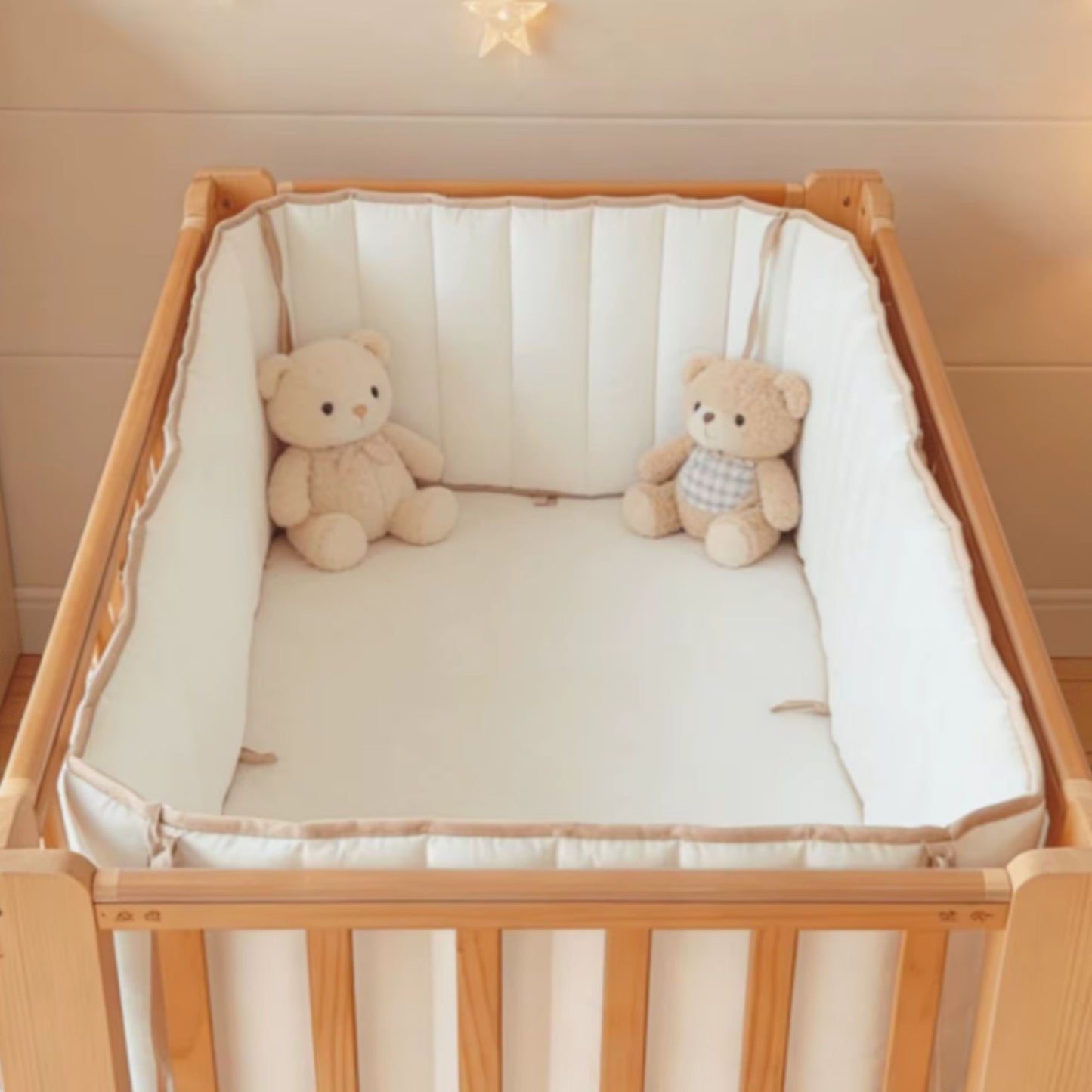 tour de lit pare chocs sur lit barreaux peluches