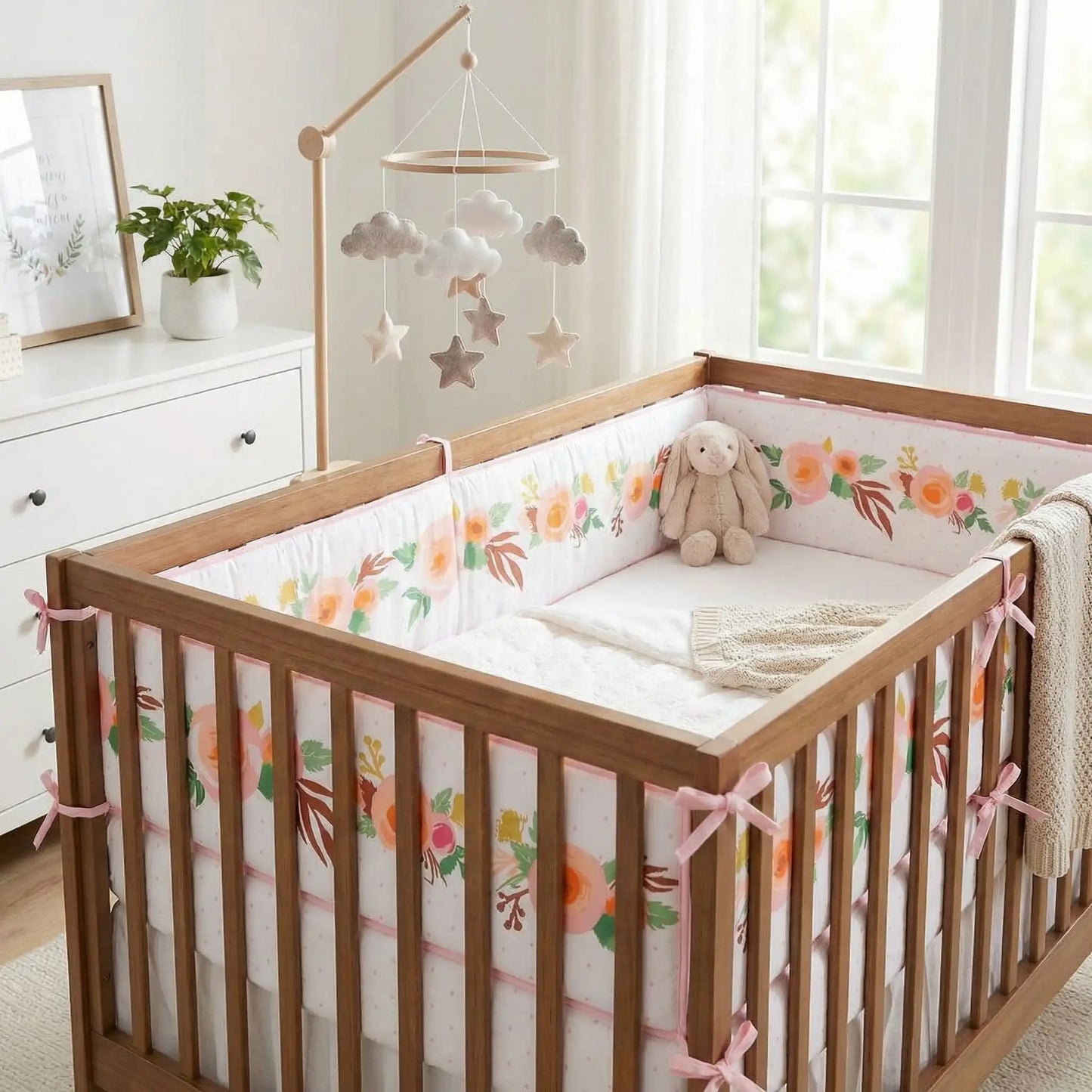 tour-de-lit-pour-bébé-fleurs-roses-chambre-enfant