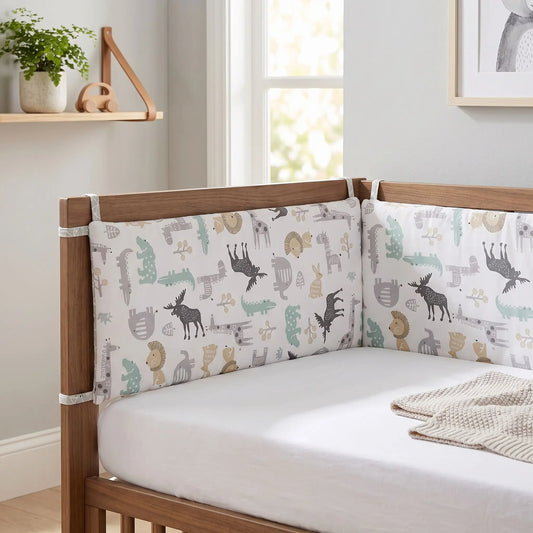 tour de lit respirant bébé motifs animaux pour chambre garçon