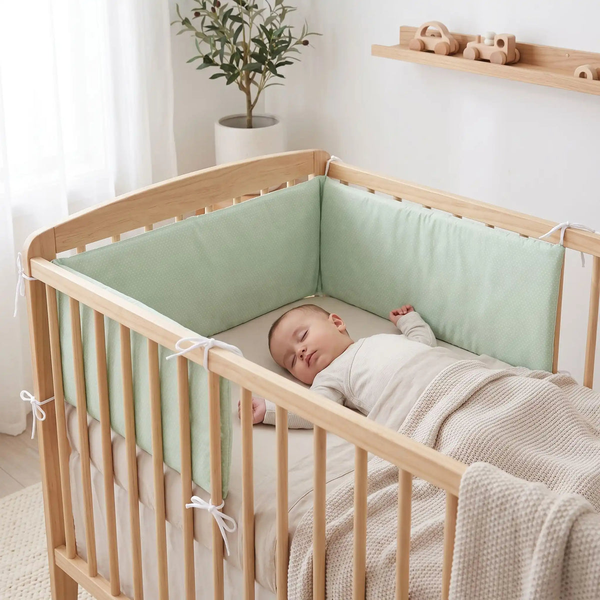 tour de lit vert bébé sommeil lit à barreaux