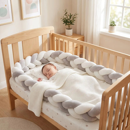 tresse de lit blanc gris bébé sommeil lit à barreaux