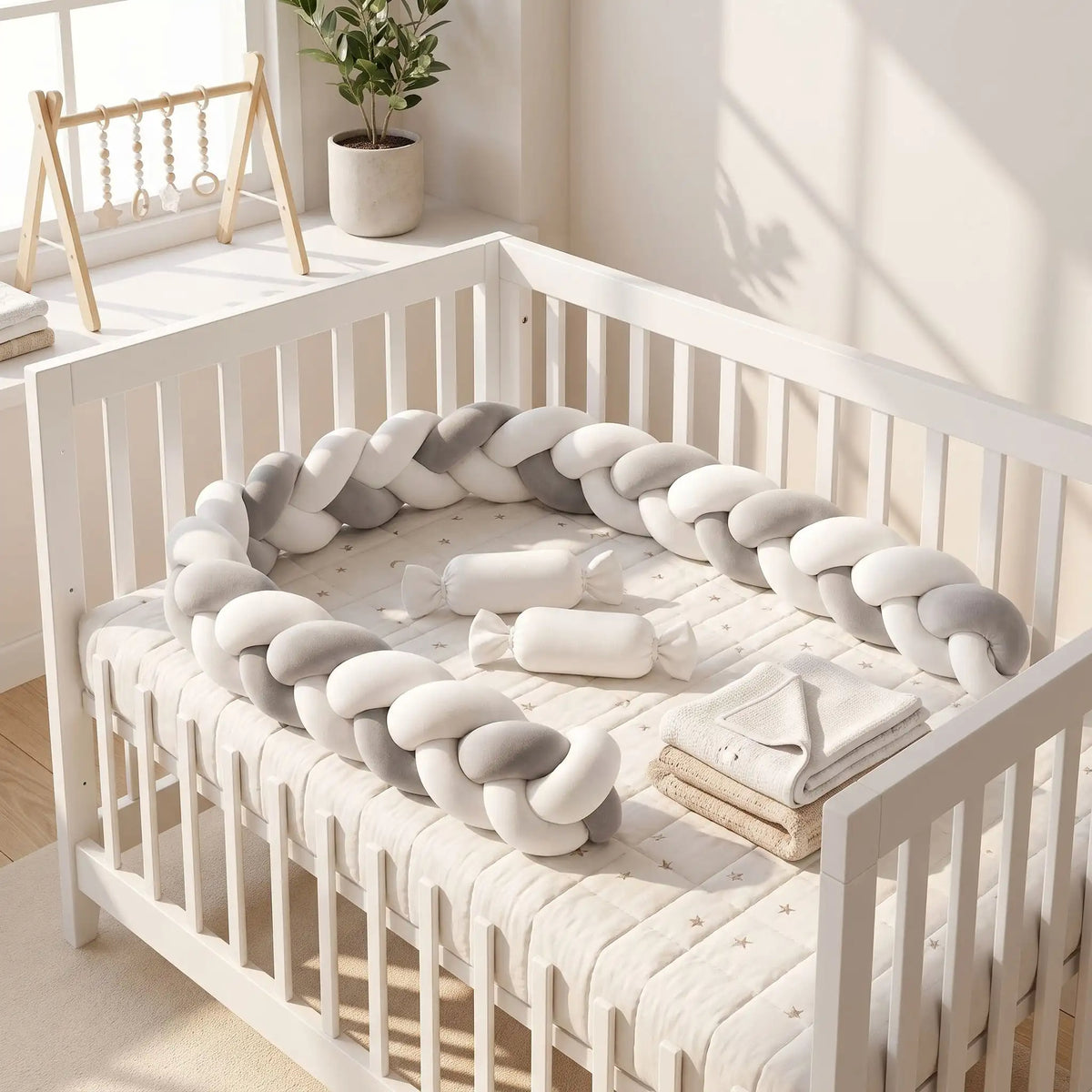 tresse de lit chambre bébé lit barreaux deux brins