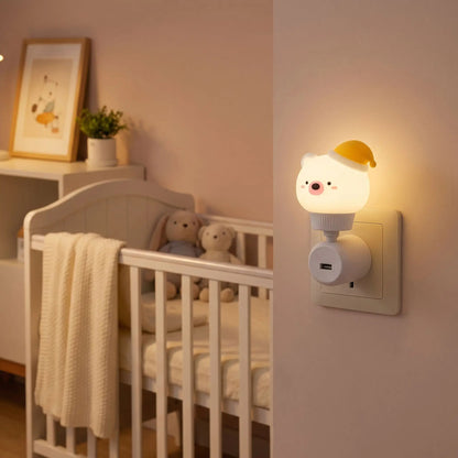 veilleuse ourson led illumine chambre de bébé